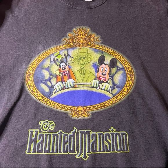 Disney Haunted Mansion Vintage RARE Crewneck Sweater - Black Large Glow in Dark - Picture 2 of 12